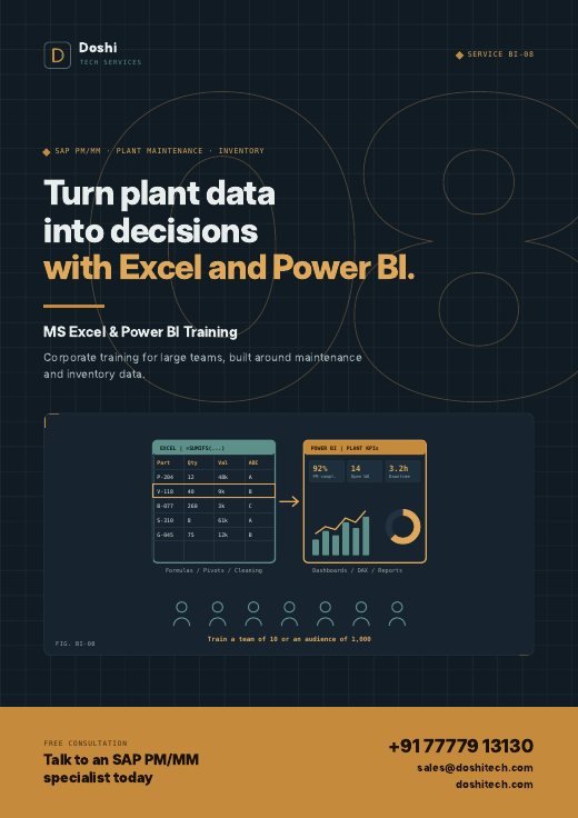 Cover of the MS Excel & Power BI Training brochure